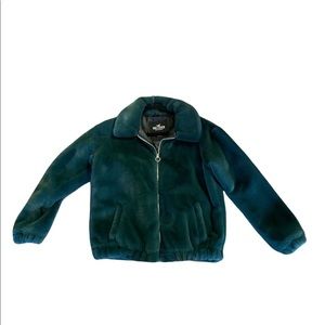 Emerald green faux fur coat